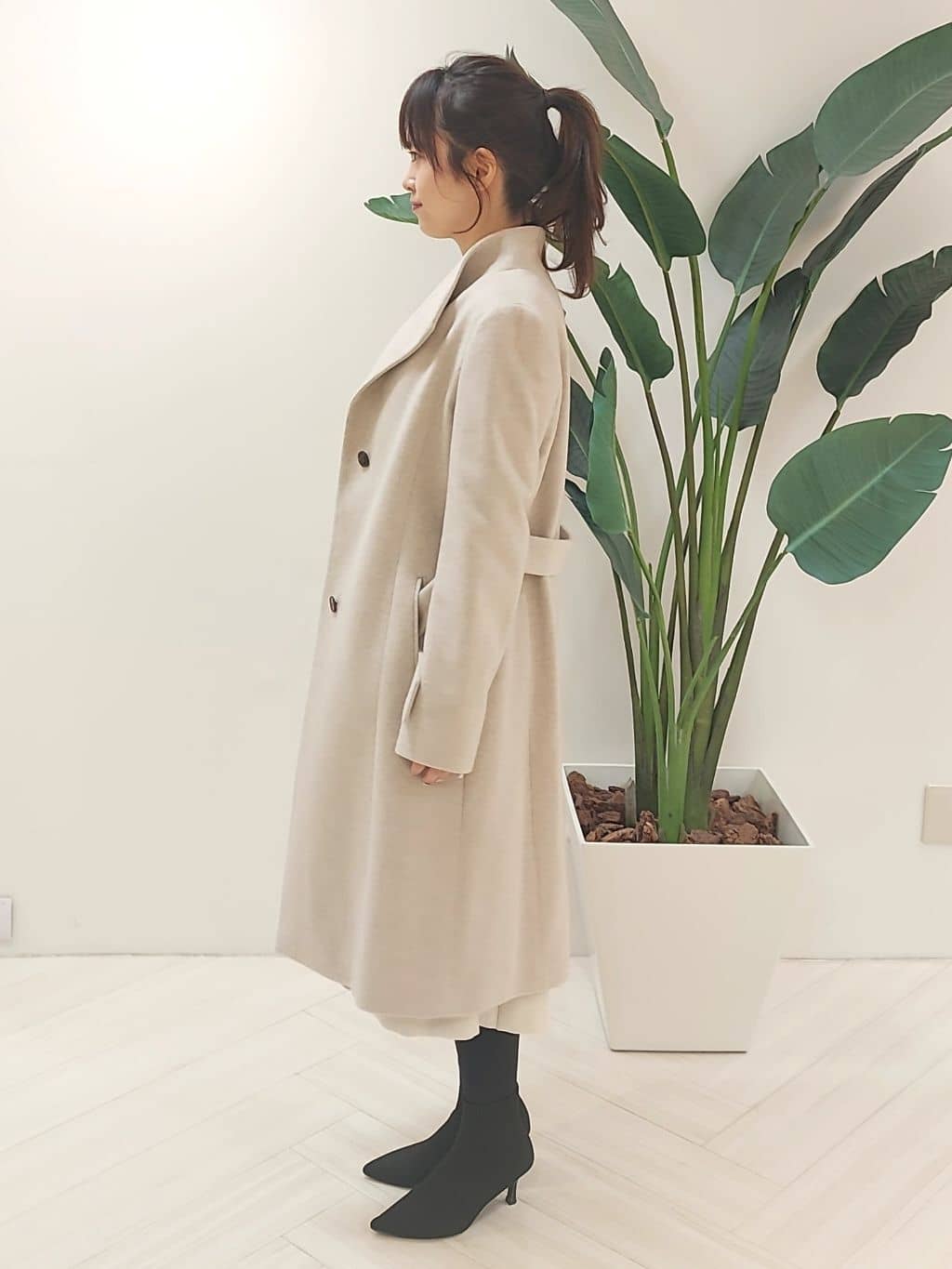 YuKaRiさんの「UNTITLED｜【日本製／2WAY衿】スタンドカラー ロングコート」を使ったコーディネート