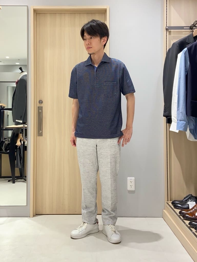 わいずみさんの「TAKEO KIKUCHI｜【抗菌防臭／9色5サイズ展開】ハニカムメランジ ポロシャツ」を使ったコーディネート