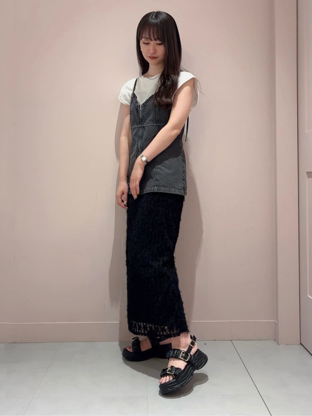 RINAさんの「ESPERANZA｜厚底クシュクシュベルトスポサン」を使ったコーディネート