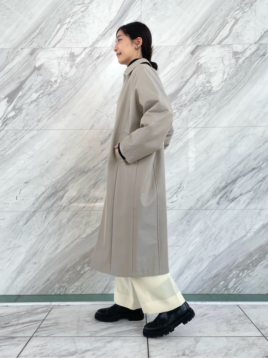 uchi__yamaさんの「CODE A｜balmacaan coat」を使ったコーディネート