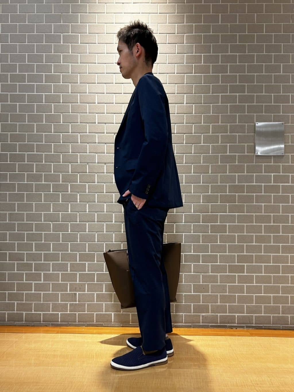 カニぞうさんの「TAKEO KIKUCHI｜【抗菌防臭】COOL DOTS（R）ドビープリント ジャケット」を使ったコーディネート