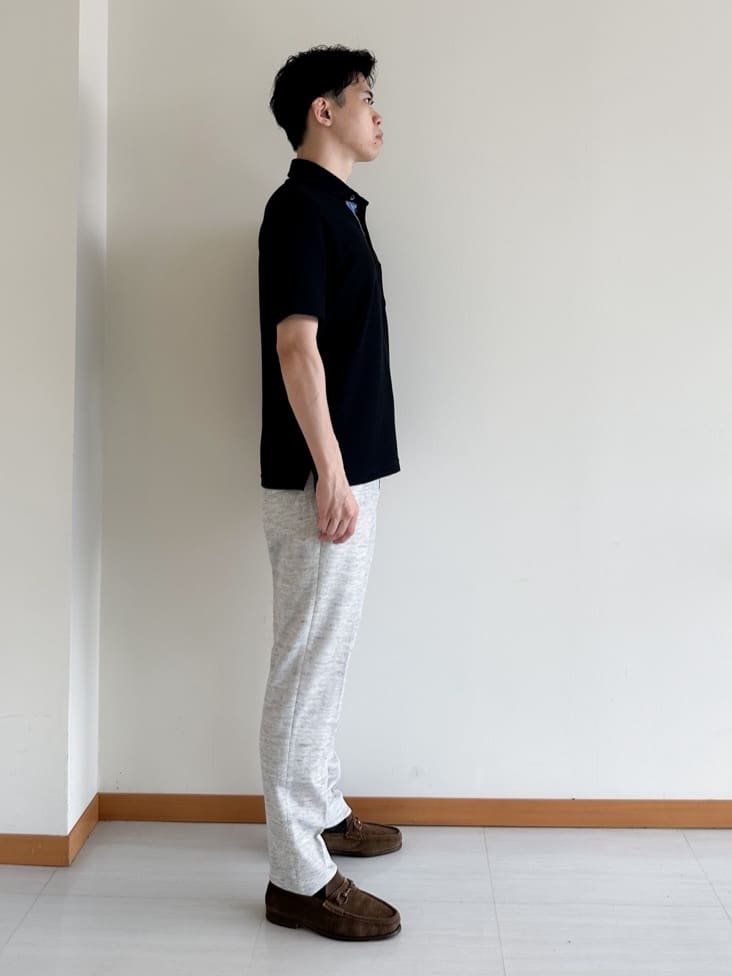 イッシーさんの「TAKEO KIKUCHI｜【抗菌防臭／9色5サイズ展開】ハニカムメランジ ポロシャツ」を使ったコーディネート