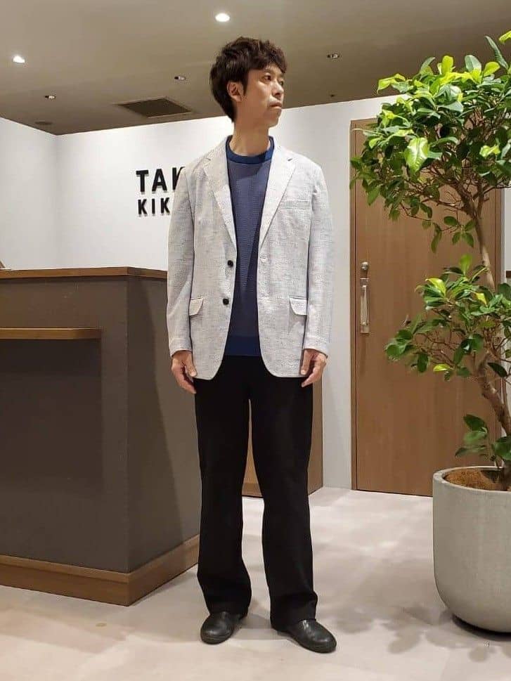 ishidaさんの「TAKEO KIKUCHI｜【尾州織】リネンブレンド メッシュ ジャケット」を使ったコーディネート