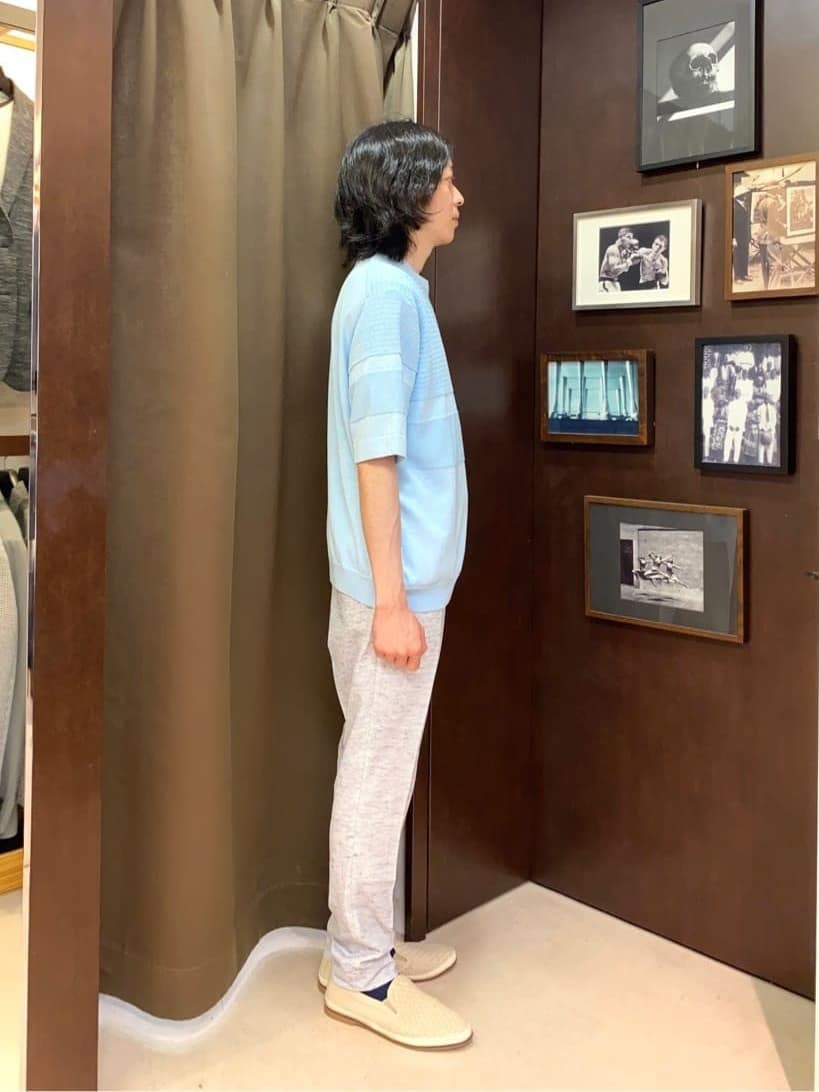 コバヤシさんの「TAKEO KIKUCHI｜【尾州織】リネンブレンド メッシュパンツ」を使ったコーディネート