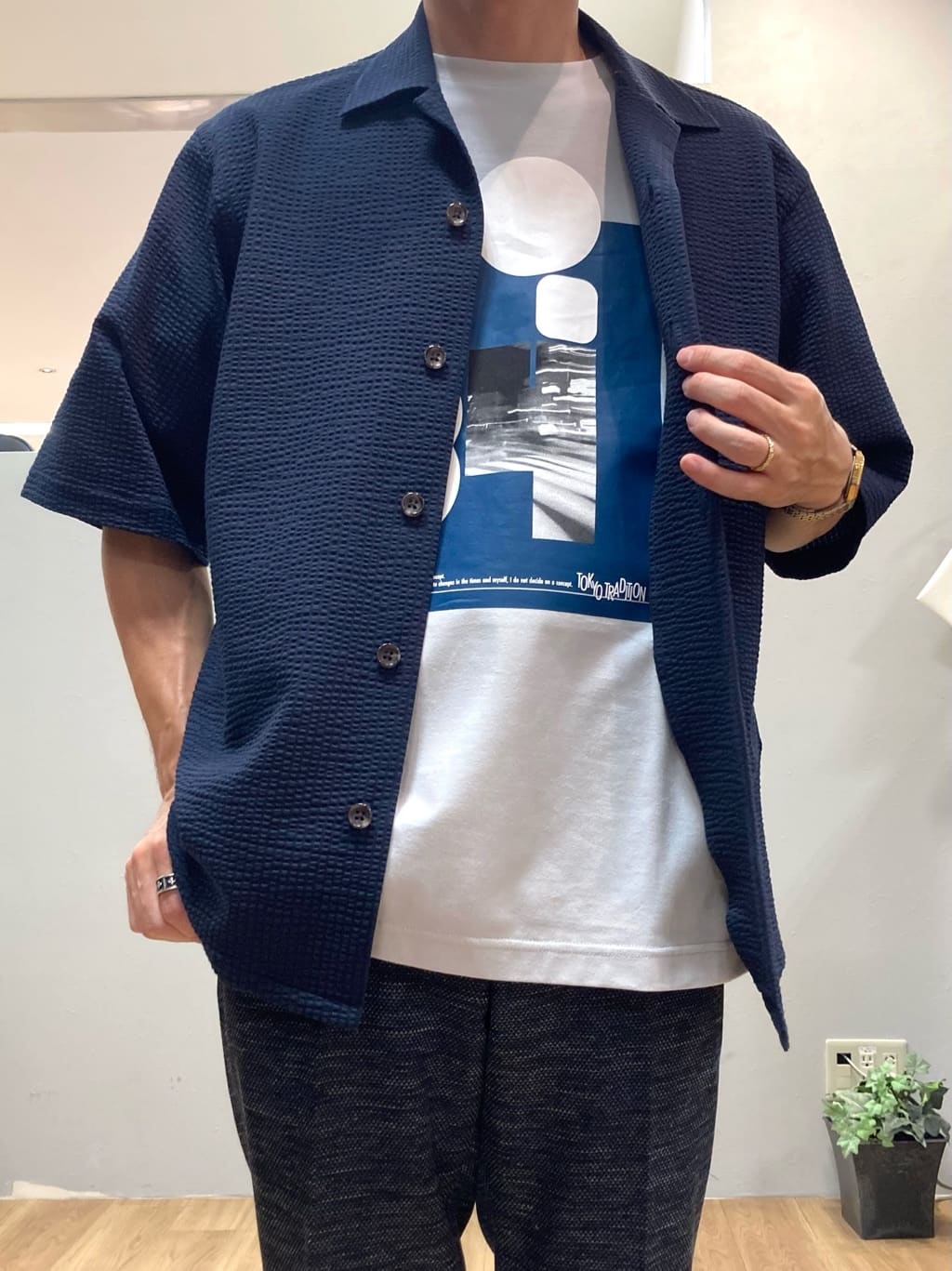 シュンさんの「TAKEO KIKUCHI｜【尾州織】リネンブレンド メッシュパンツ」を使ったコーディネート