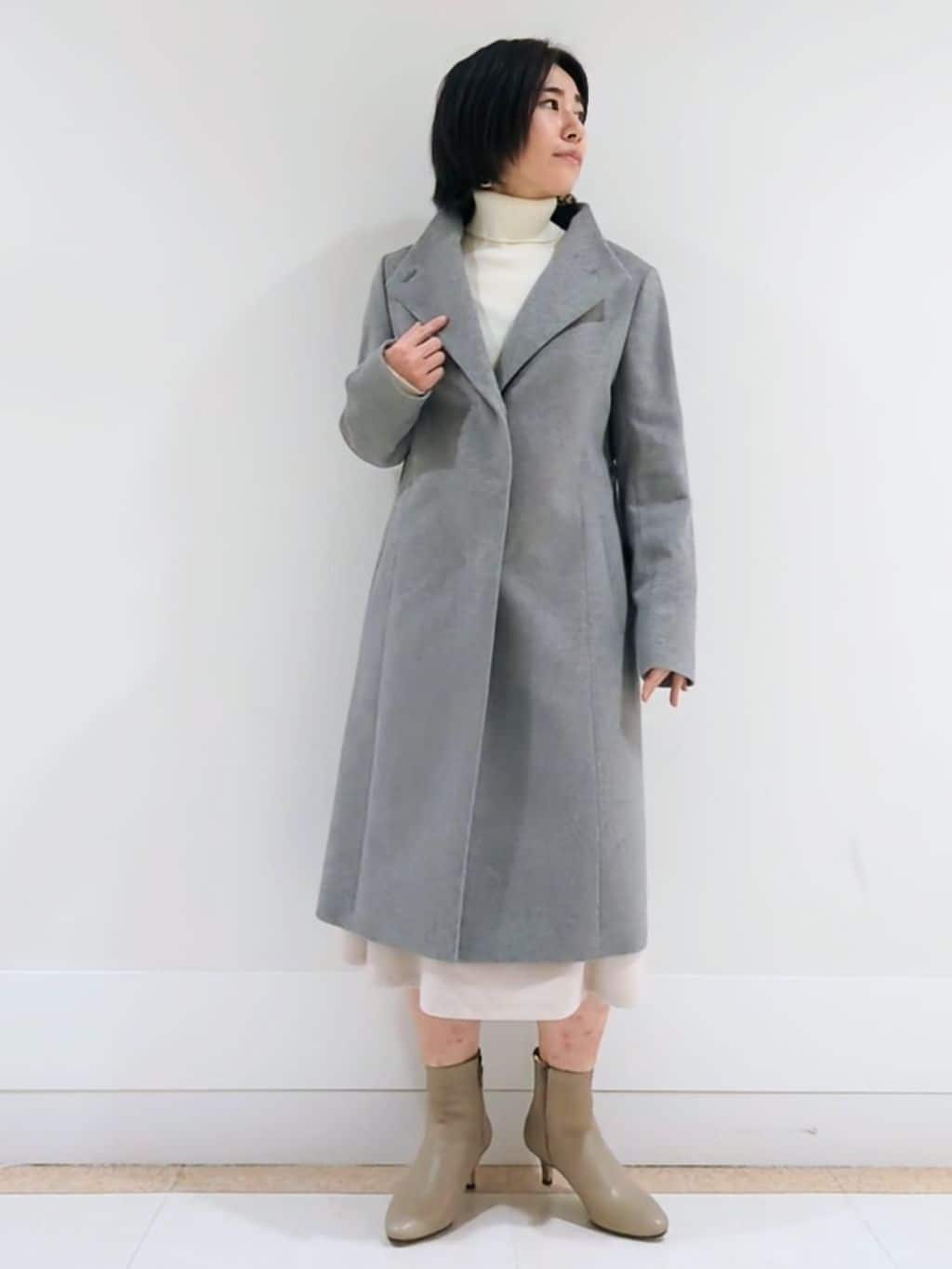 ミズタさんの「UNTITLED｜【日本製／2WAY衿】スタンドカラー ロングコート」を使ったコーディネート