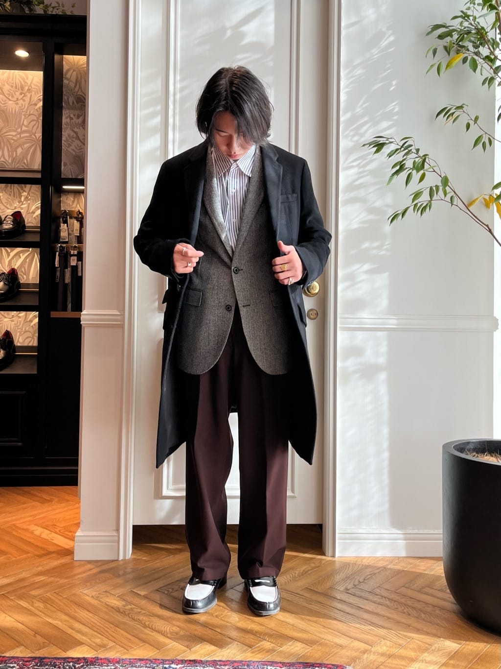 kaminaga さんの「DRESSTERIOR｜100／2 ヘリンボーンストライプ ボタンダウンシャツ」を使ったコーディネート