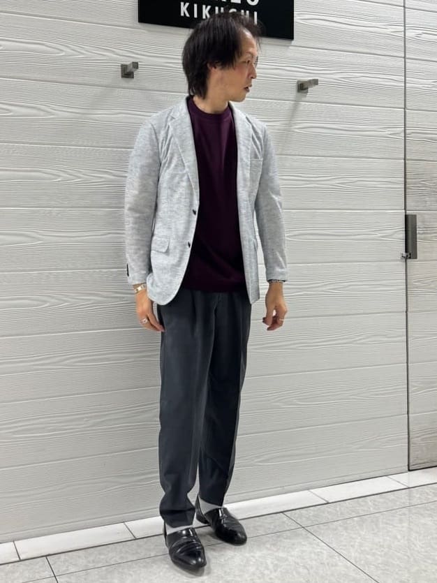 井出恭輔さんの「TAKEO KIKUCHI｜【尾州織】リネンブレンド メッシュ ジャケット」を使ったコーディネート