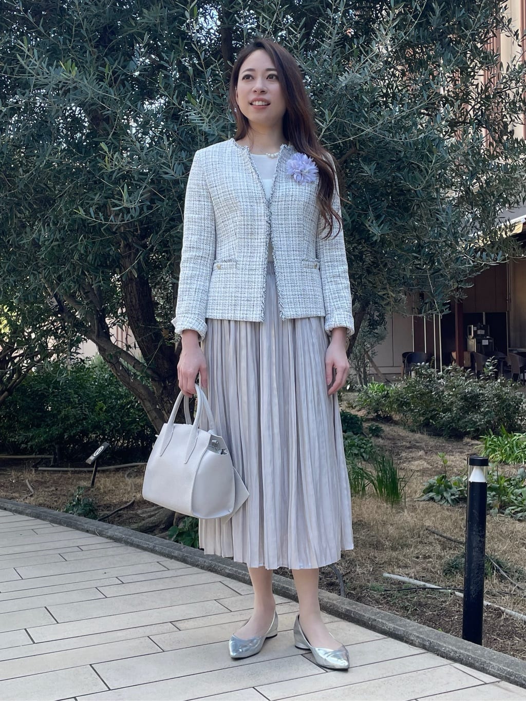 mizukiさんの「INDIVI｜【セレモニーにおすすめ！】パール調トップネックレス」を使ったコーディネート