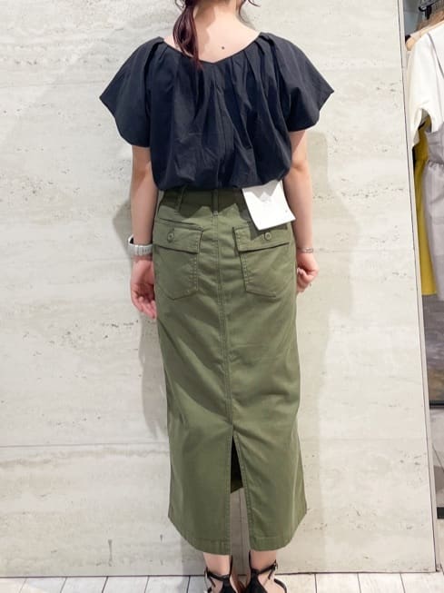 かほさんの「OPAQUE.CLIP｜ストレッチベイカースカート/オーガニックコットン混【洗濯機洗い可／ストレッチ】」を使ったコーディネート