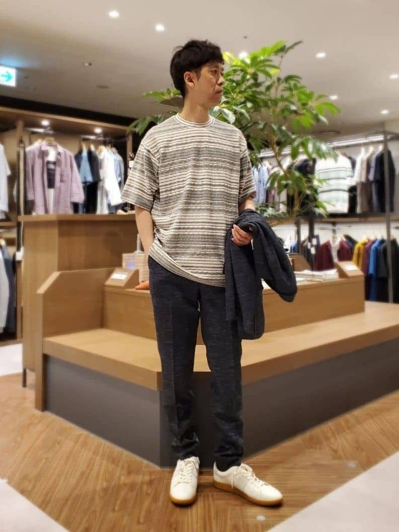 ishidaさんの「TAKEO KIKUCHI｜【尾州織】リネンブレンド メッシュ ジャケット」を使ったコーディネート