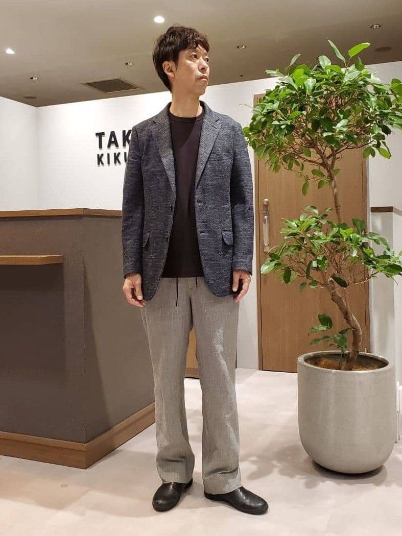 ishidaさんの「TAKEO KIKUCHI｜【尾州織】リネンブレンド メッシュ ジャケット」を使ったコーディネート