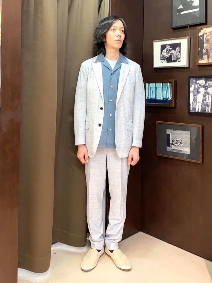 コバヤシさんの「TAKEO KIKUCHI｜【尾州織】リネンブレンド メッシュパンツ」を使ったコーディネート