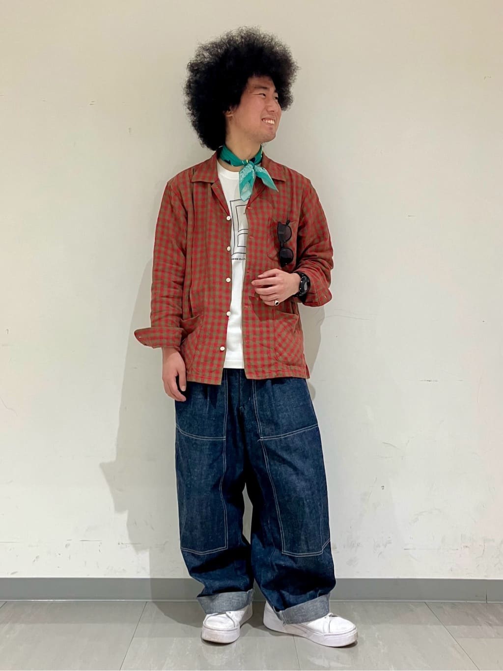 MATSUさんの「TAKEO KIKUCHI｜ボーラーハット ハンドペイントライク バンダナ」を使ったコーディネート