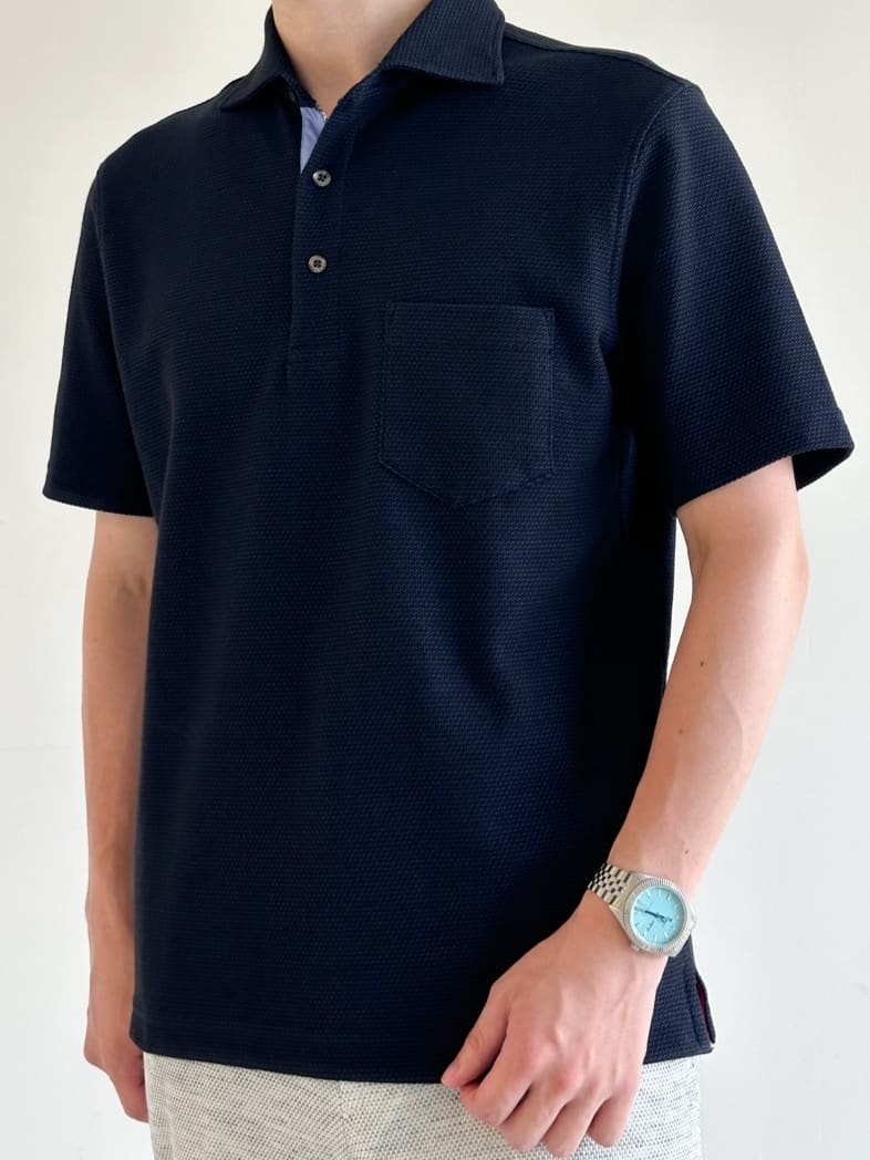 イッシーさんの「TAKEO KIKUCHI｜【抗菌防臭／9色5サイズ展開】ハニカムメランジ ポロシャツ」を使ったコーディネート