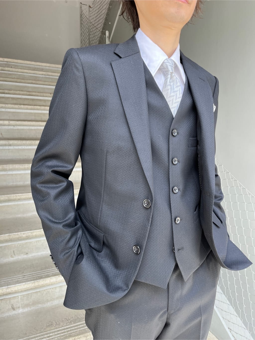 Shintaroさんの「TAKEO KIKUCHI｜【Made in JAPAN】矢絣（やがすり）スーツ／スリーピース対応」を使ったコーディネート