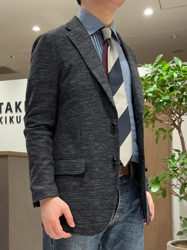 コウノ モトヤさんの「TAKEO KIKUCHI｜【尾州織】リネンブレンド メッシュ ジャケット」を使ったコーディネート