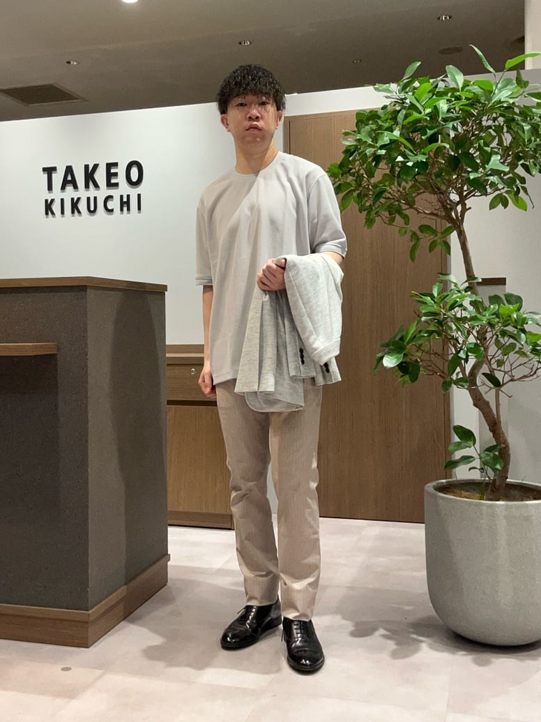 コウノ モトヤさんの「TAKEO KIKUCHI｜【尾州織】リネンブレンド メッシュ ジャケット」を使ったコーディネート