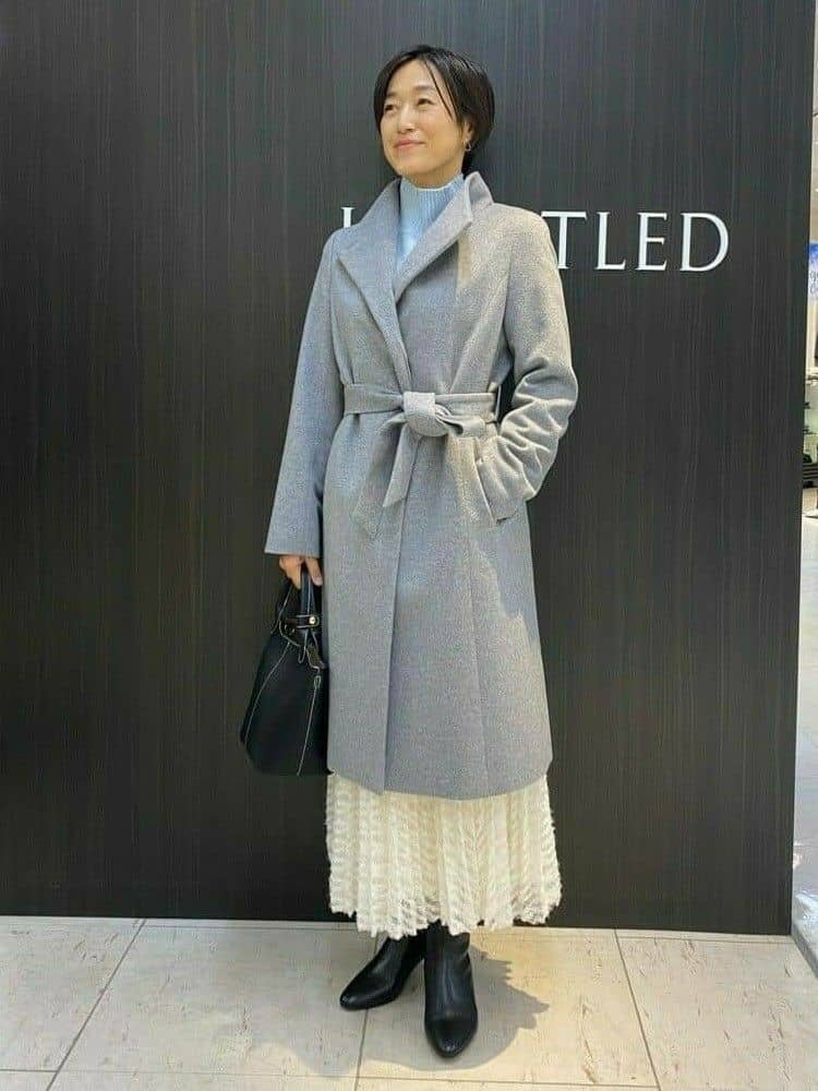 Mikiさんの「UNTITLED｜【日本製／2WAY衿】スタンドカラー ロングコート」を使ったコーディネート