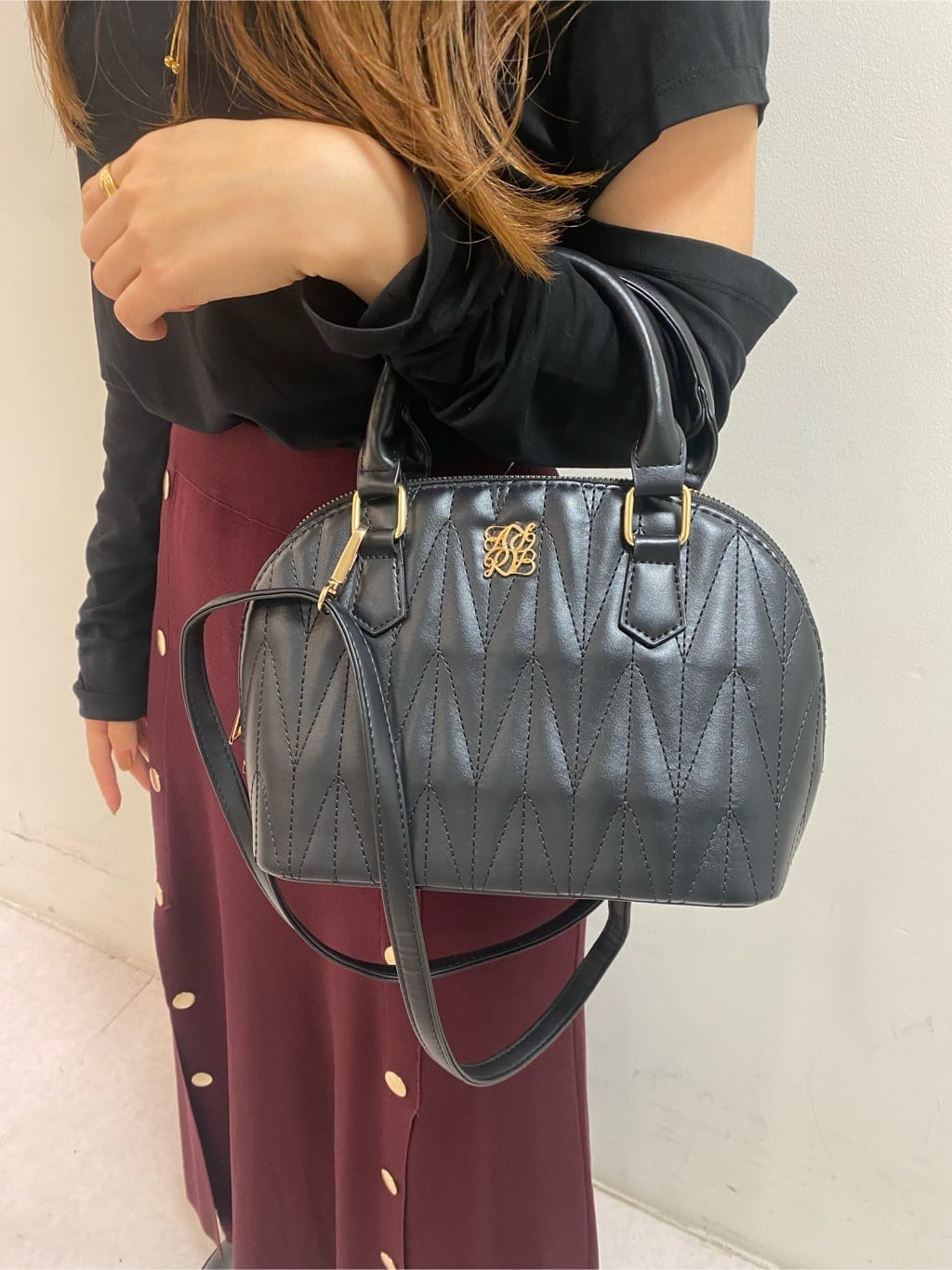 sakiさんの「ESPERANZA｜キルティング 2WAY ショルダーバッグ ボストン」を使ったコーディネート