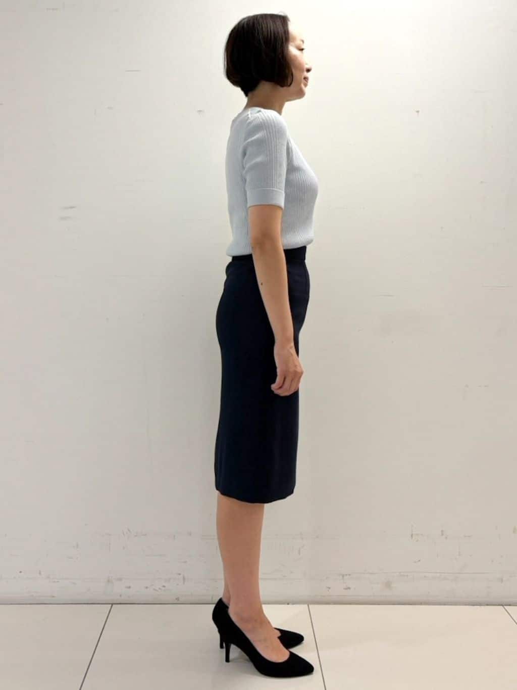 keikoさんの「COUP DE CHANCE｜【洗える／日本製／ハートネック】5分袖ラメ入りニットトップス」を使ったコーディネート