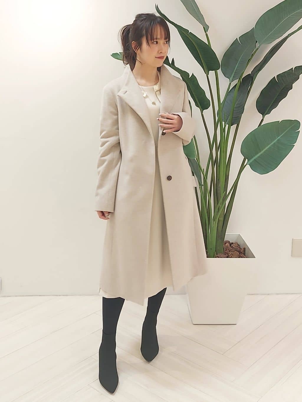 YuKaRiさんの「UNTITLED｜【日本製／2WAY衿】スタンドカラー ロングコート」を使ったコーディネート