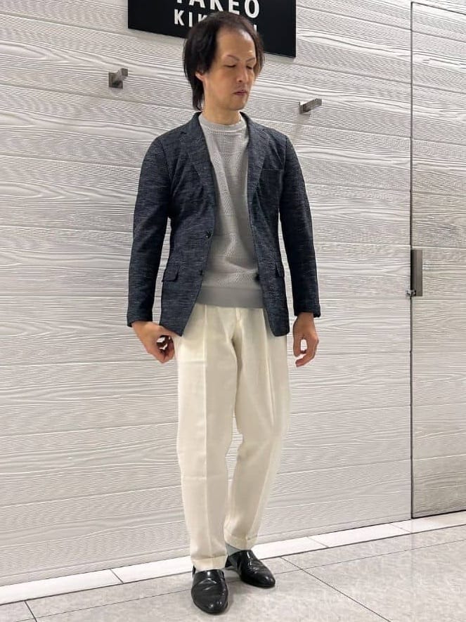 井出恭輔さんの「TAKEO KIKUCHI｜【尾州織】リネンブレンド メッシュ ジャケット」を使ったコーディネート