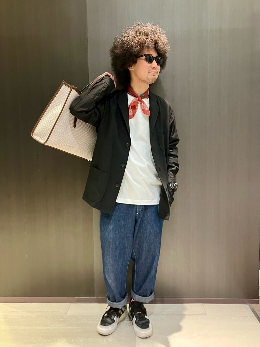 MATSUさんの「TAKEO KIKUCHI｜ボーラーハット ハンドペイントライク バンダナ」を使ったコーディネート