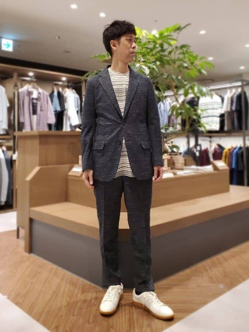 ishidaさんの「TAKEO KIKUCHI｜【尾州織】リネンブレンド メッシュ ジャケット」を使ったコーディネート