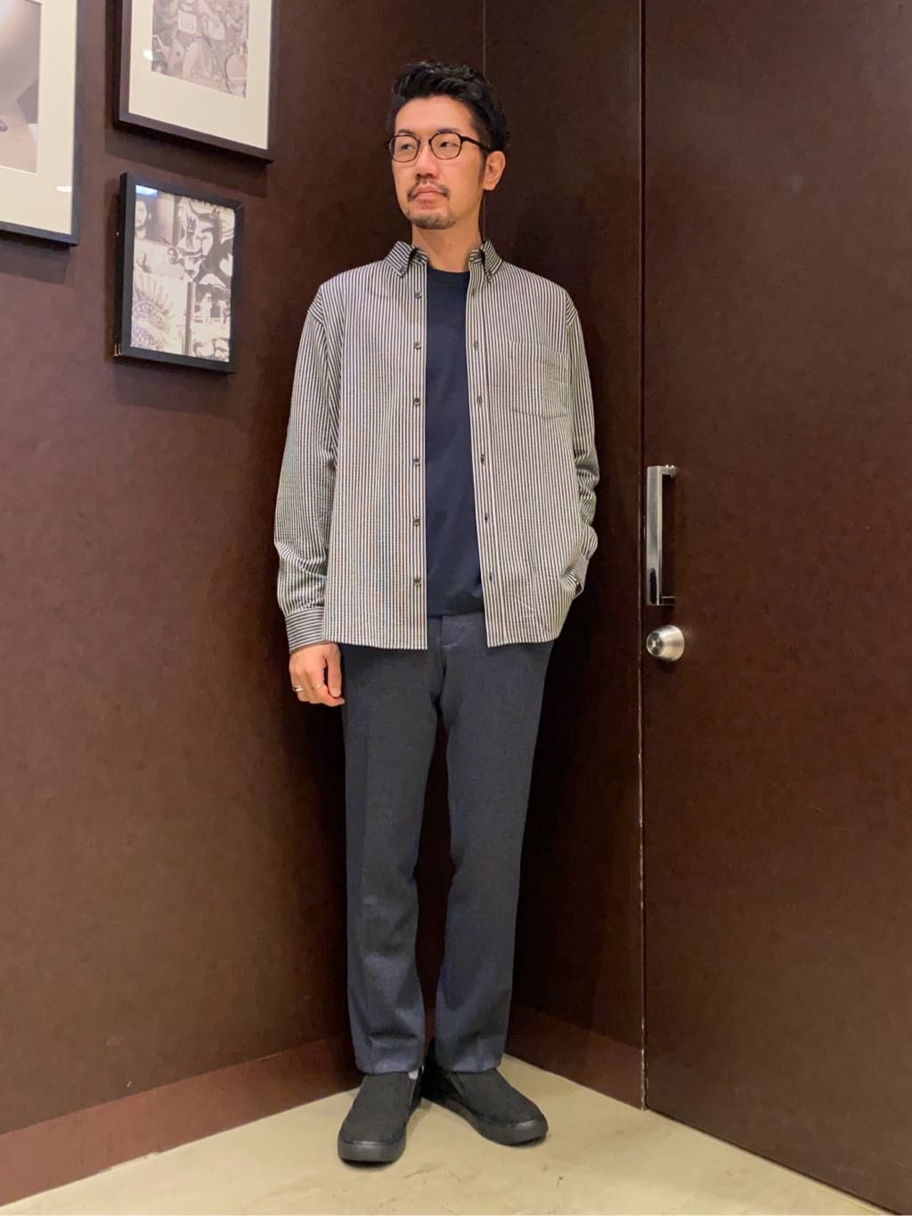 shuheiさんの「TAKEO KIKUCHI｜【抗菌防臭/シーズンレス】シアサッカー ジャージシャツ」を使ったコーディネート
