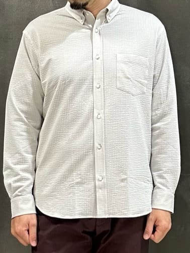 coheyさんの「TAKEO KIKUCHI｜【抗菌防臭/シーズンレス】シアサッカー ジャージシャツ」を使ったコーディネート