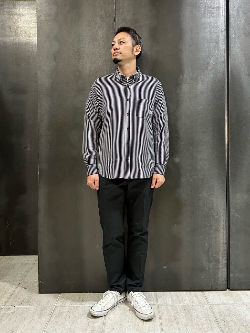 coheyさんの「TAKEO KIKUCHI｜【抗菌防臭/シーズンレス】シアサッカー ジャージシャツ」を使ったコーディネート