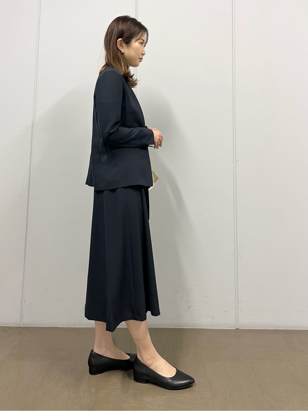 shokoさんの「INDIVI｜【定番スーツ／UVケア／洗える】ウール調ノーカラージャケット」を使ったコーディネート