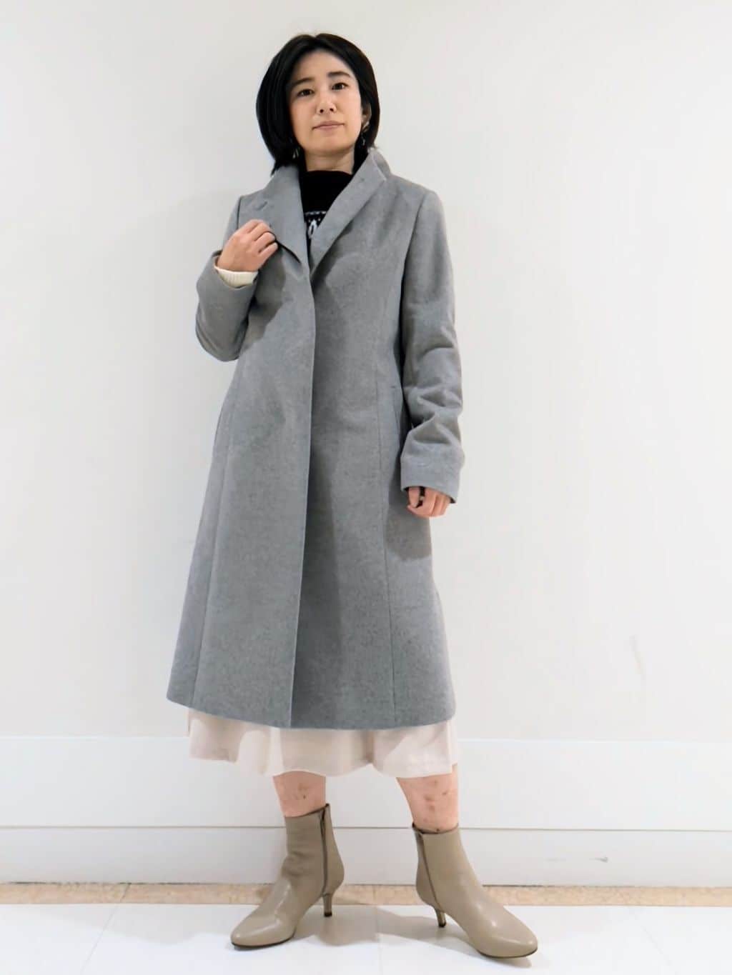 ミズタさんの「UNTITLED｜【日本製／2WAY衿】スタンドカラー ロングコート」を使ったコーディネート
