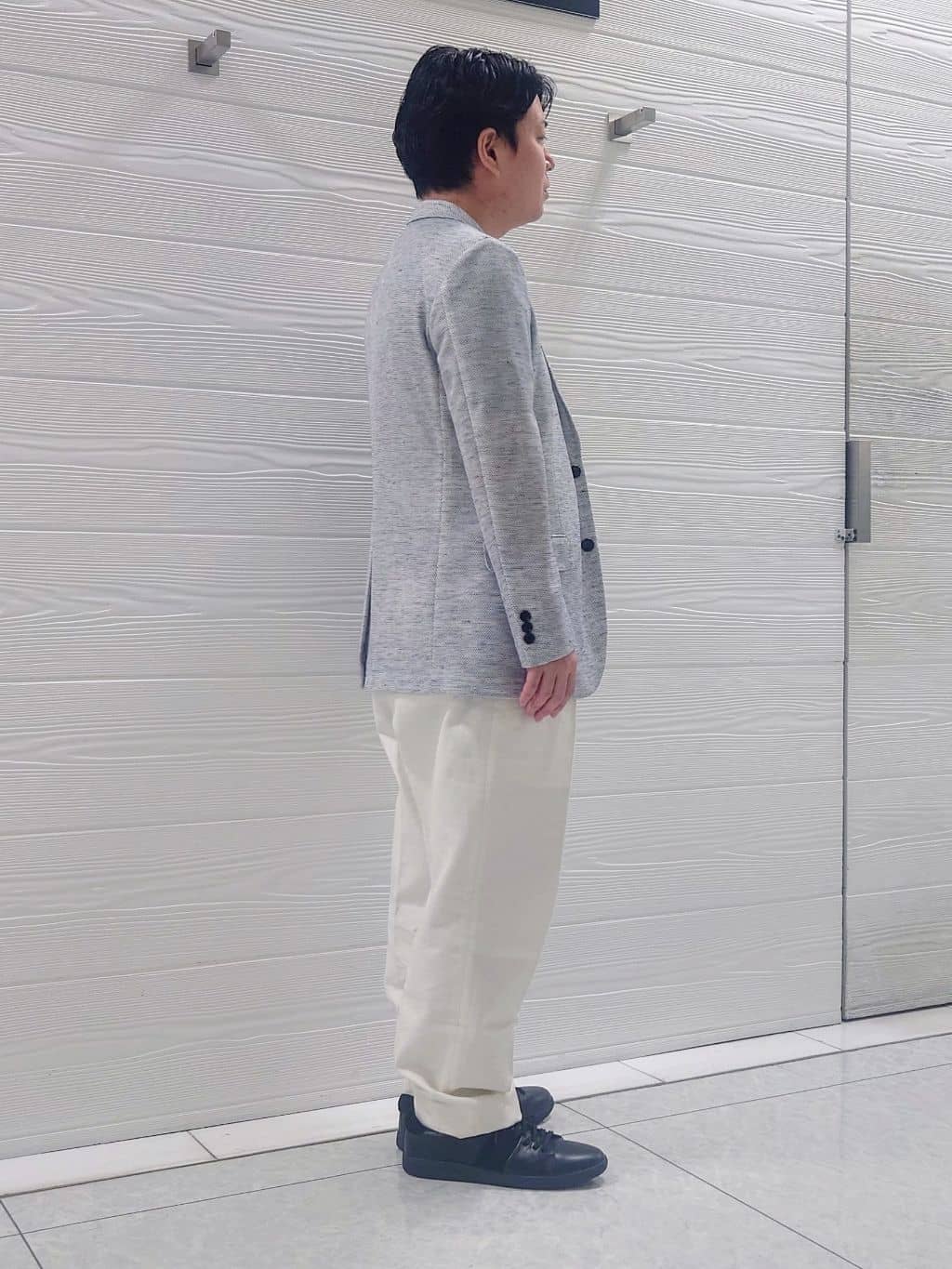 かずさんの「TAKEO KIKUCHI｜【尾州織】リネンブレンド メッシュ ジャケット」を使ったコーディネート