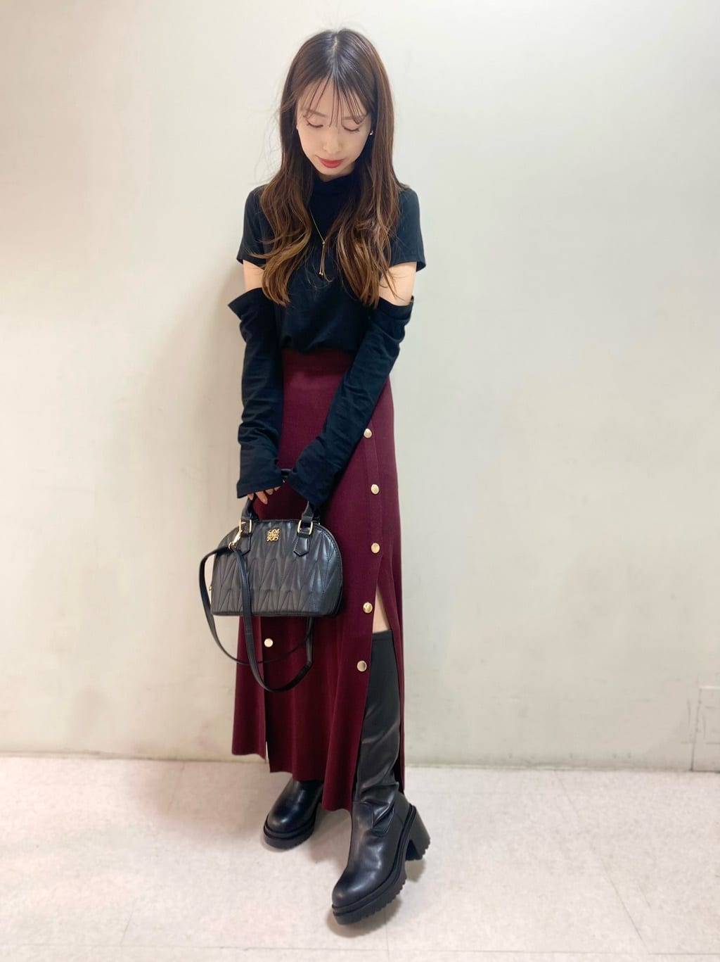 sakiさんの「ESPERANZA｜キルティング 2WAY ショルダーバッグ ボストン」を使ったコーディネート