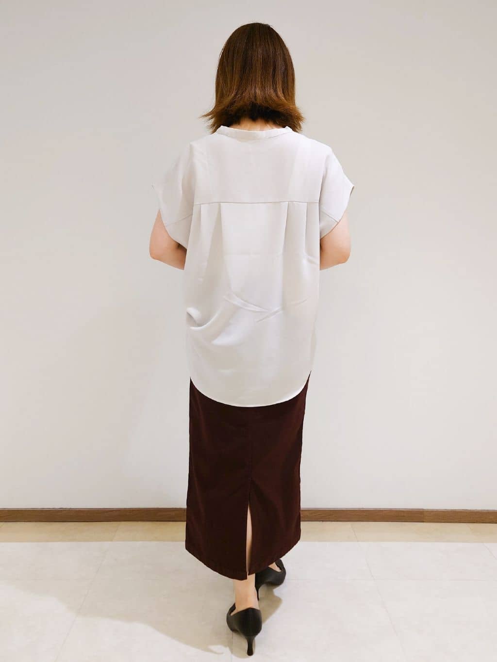me：)さんの「OPAQUE.CLIP｜オーガニックコットン混 ベイカースカート【洗濯機洗い可／ストレッチ】」を使ったコーディネート