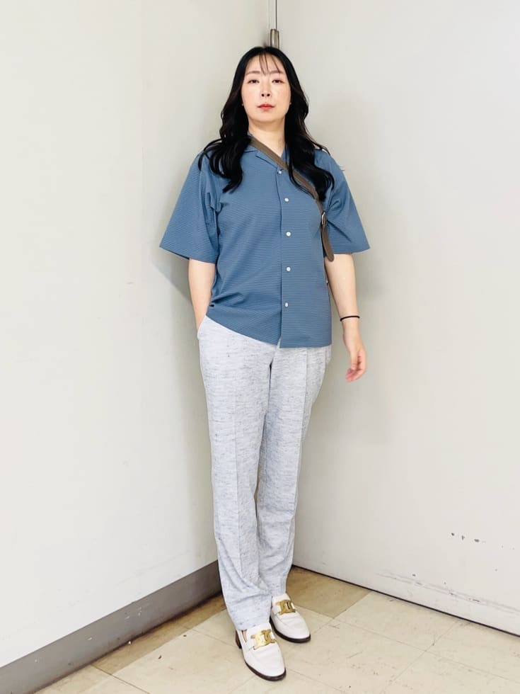 iwさんの「TAKEO KIKUCHI｜【尾州織】リネンブレンド メッシュパンツ」を使ったコーディネート