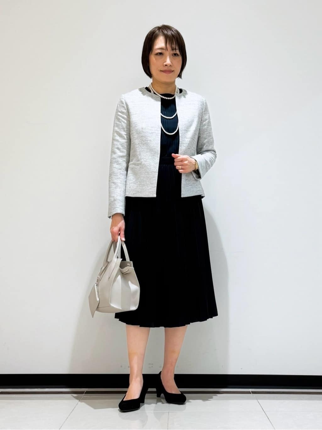 mikaさんの「INDIVI｜【マルチWAY】3点セットパール調ネックレス」を使ったコーディネート