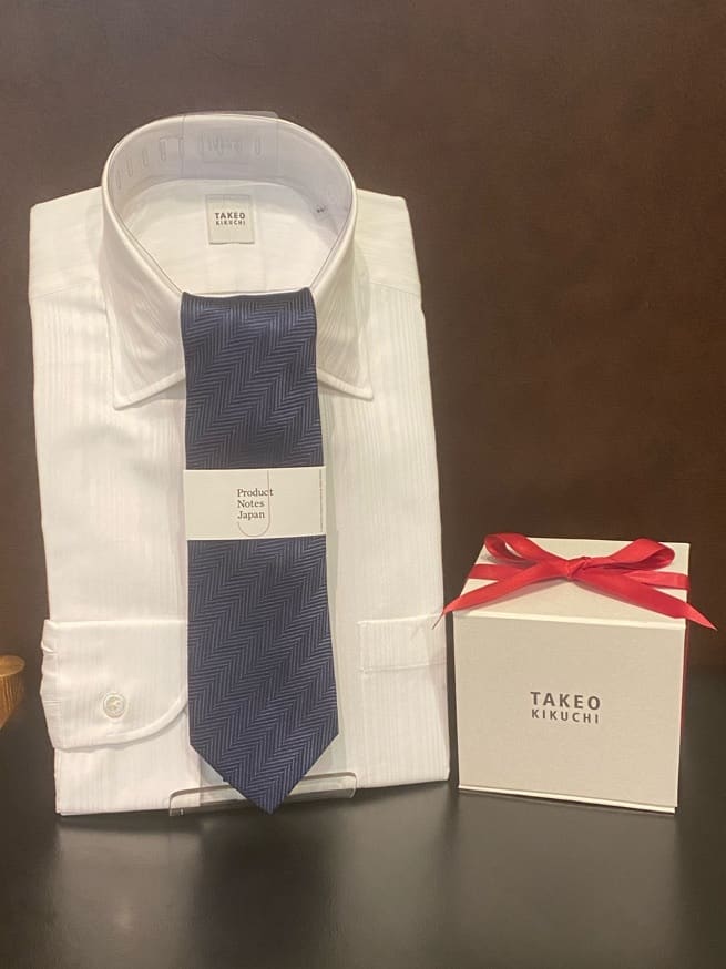 かわぴーさんの「TAKEO KIKUCHI｜【Made in JAPAN】矢絣（やがすり）シルクネクタイ」を使ったコーディネート