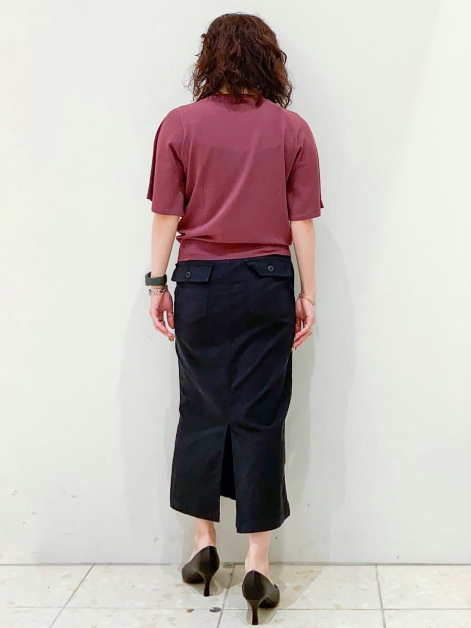 mameさんの「OPAQUE.CLIP｜オーガニックコットン混 ベイカースカート【洗濯機洗い可／ストレッチ】」を使ったコーディネート