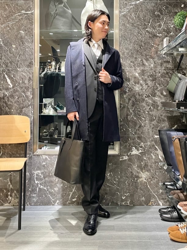 Tightさんの「TAKEO KIKUCHI｜【ウールカシミヤブレンド】ビーバー調 スタンドカラー コート」を使ったコーディネート