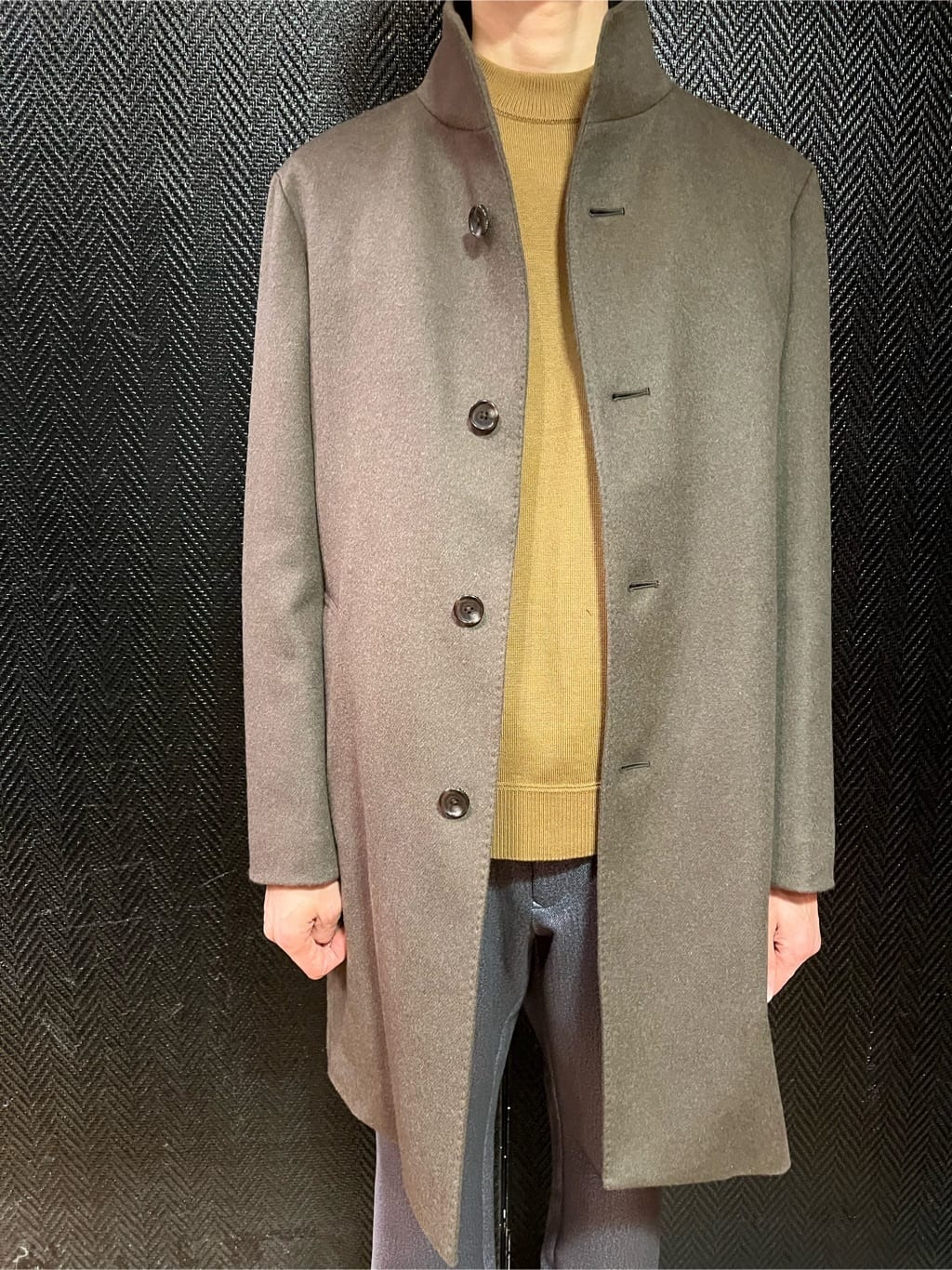  matsuさんの「TAKEO KIKUCHI｜【ウールカシミヤブレンド】ビーバー調 スタンドカラー コート」を使ったコーディネート