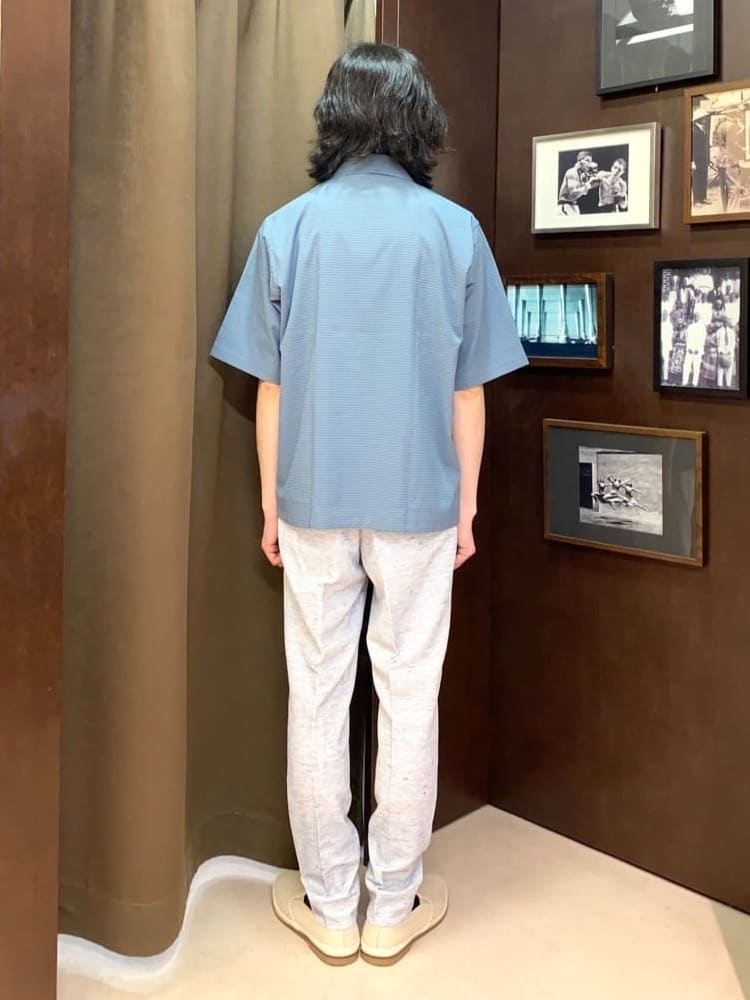 コバヤシさんの「TAKEO KIKUCHI｜【尾州織】リネンブレンド メッシュパンツ」を使ったコーディネート