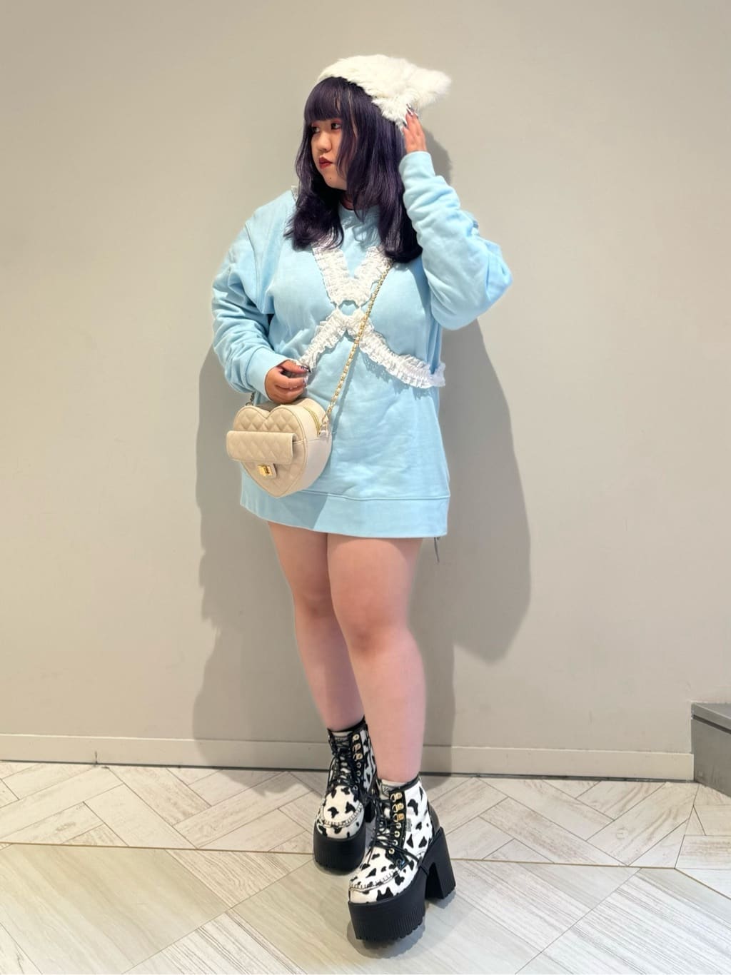 sayakaさんの「ESPERANZA｜ロングファーくまみみニット帽」を使ったコーディネート