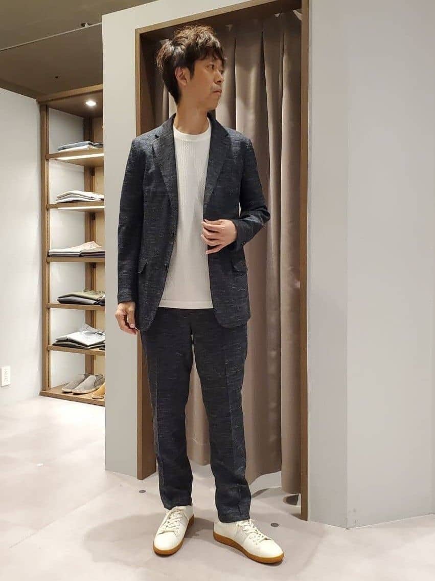 ishidaさんの「TAKEO KIKUCHI｜【尾州織】リネンブレンド メッシュ ジャケット」を使ったコーディネート