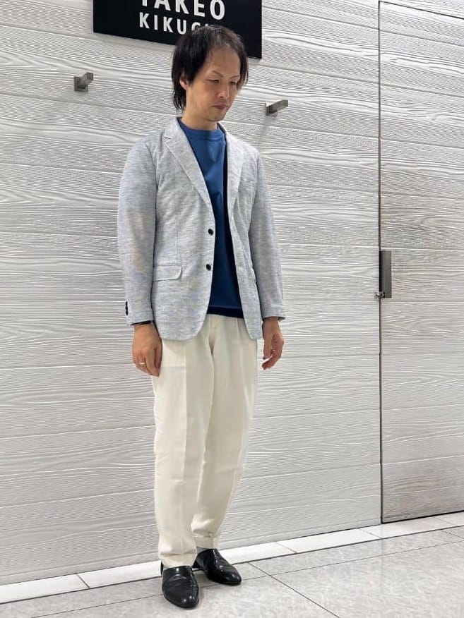 井出恭輔さんの「TAKEO KIKUCHI｜【尾州織】リネンブレンド メッシュ ジャケット」を使ったコーディネート