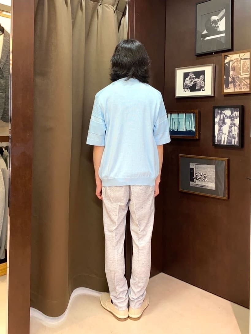 コバヤシさんの「TAKEO KIKUCHI｜【尾州織】リネンブレンド メッシュパンツ」を使ったコーディネート