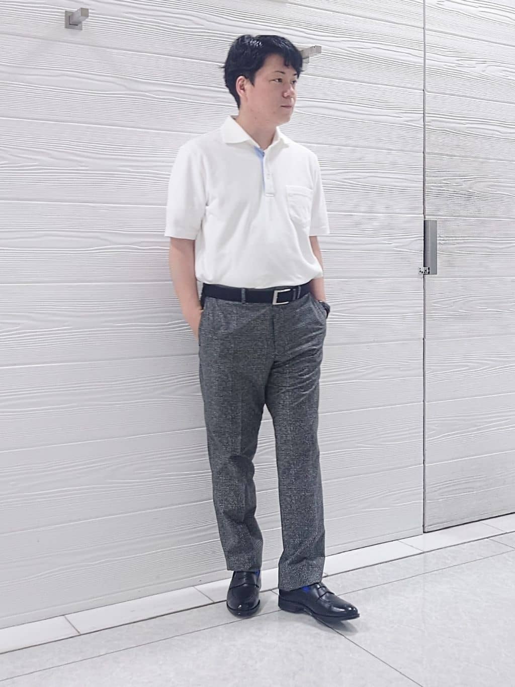 かずさんの「TAKEO KIKUCHI｜【抗菌防臭／9色5サイズ展開】ハニカムメランジ ポロシャツ」を使ったコーディネート