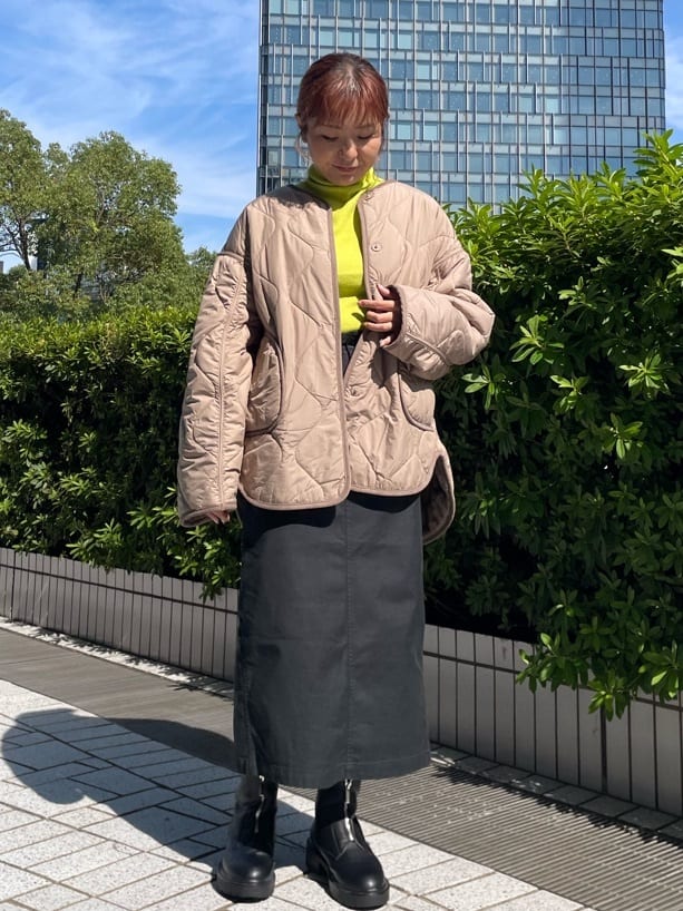 chikoさんの「OPAQUE.CLIP｜オーガニックコットン混 ベイカースカート【洗濯機洗い可／ストレッチ】」を使ったコーディネート